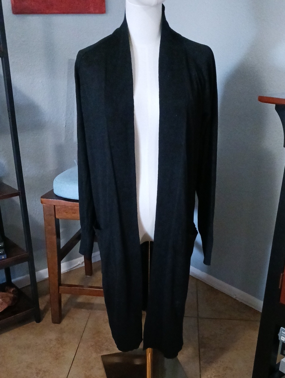 NEW!!  a new day Black Open-Front Long Cardigan with Pockets